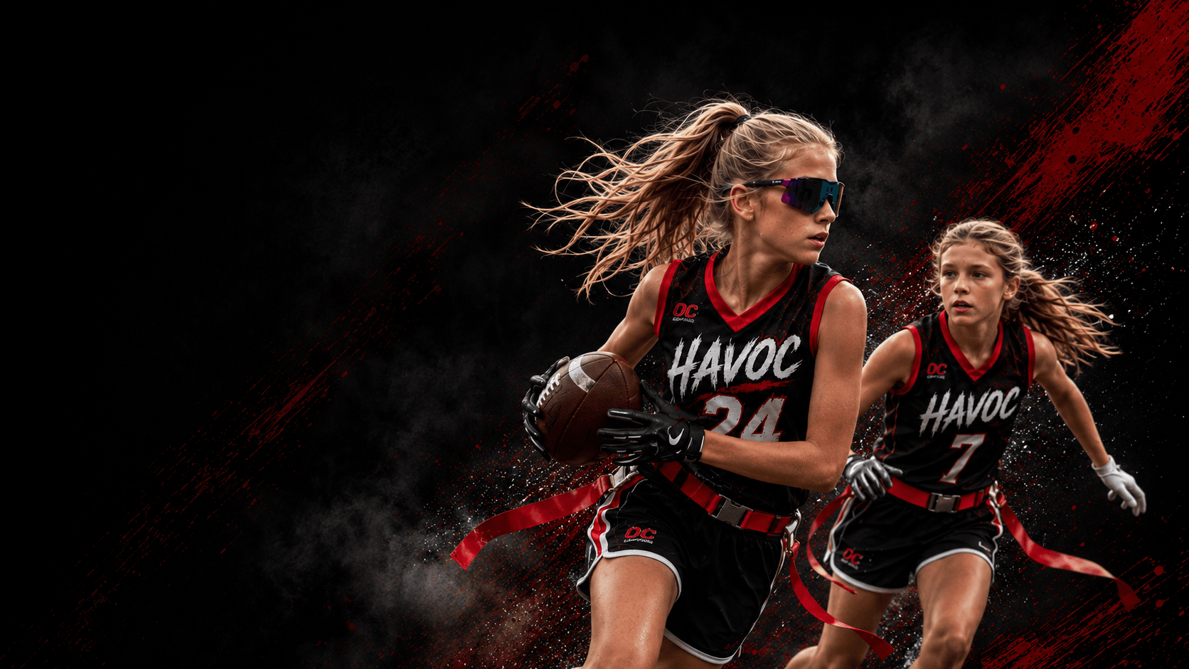 OC HAVOC girls flag football players competing in South Orange County